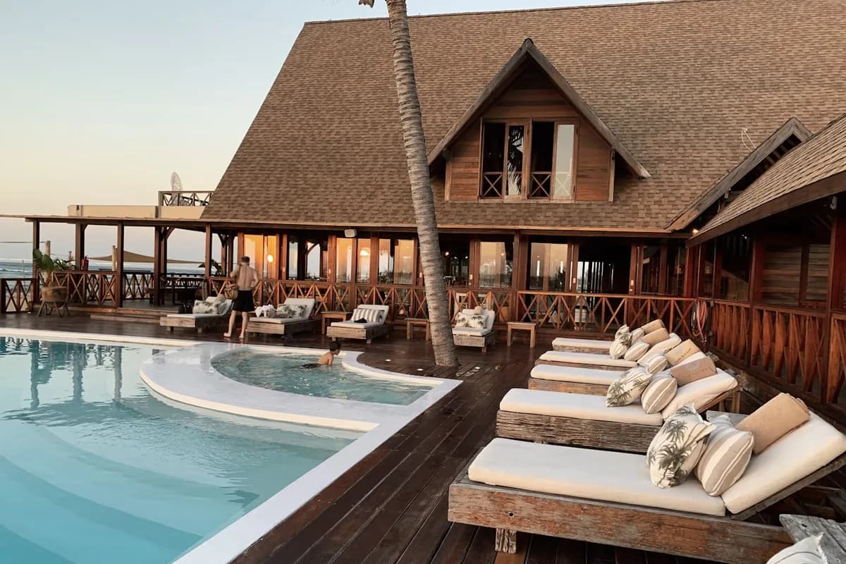 Hotel exterior at golden hour